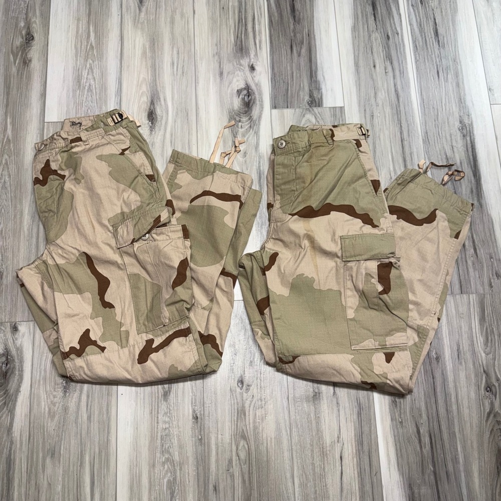 2X USGI 3 Color Desert Camo Combat Pants Medium Long Ripstop 8415-01-327-5336